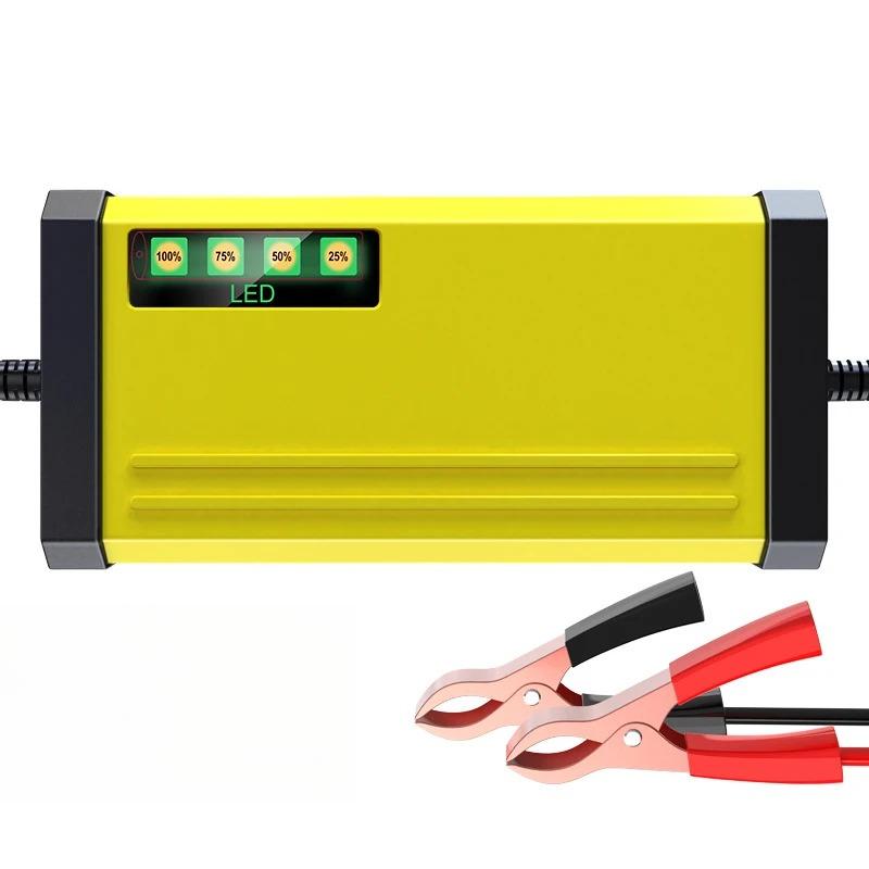Chargeur de Batterie 12V 2A Chargeur de Batterie Voiture Moto Affichage LED Protection Multiple Réglage Courant Tension Réparation Pulsée