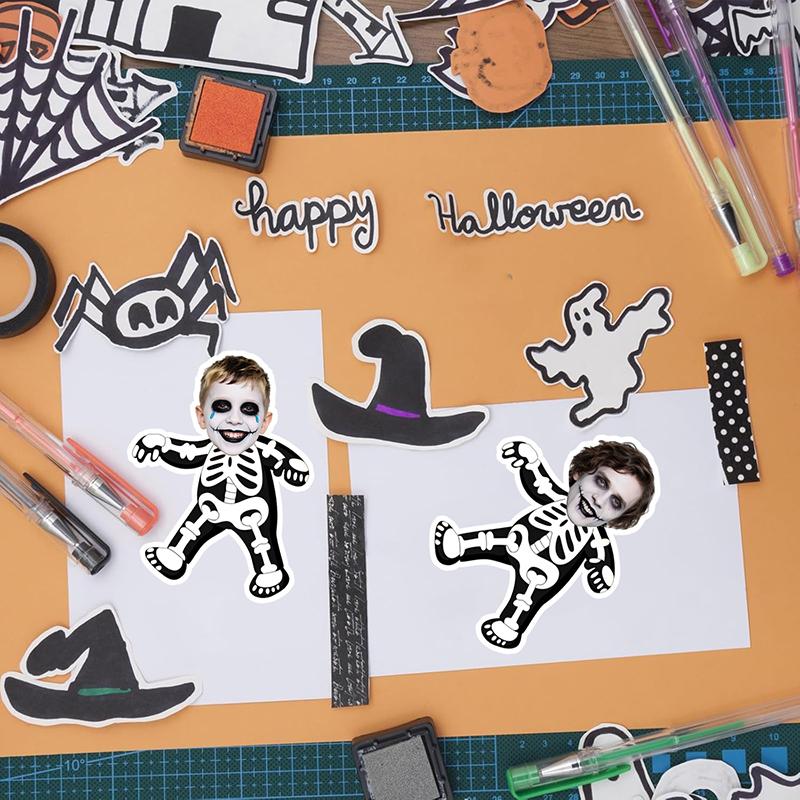 20pcs Personalized Sticker Horrible Halloween Party Decor Customized Skull Design Your Own Head Lable Hallow Sealing Stickers