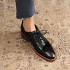 Autumn Women Shoes Retro Oxford For Woman Genuine Leather Flats Brogues Lace Up Casual Chelsea Shoes Rubber Brown