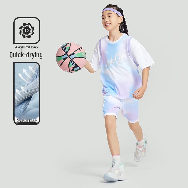 Anta Kids Girls  Summer Basketball T-Shirt & Shorts Set 100