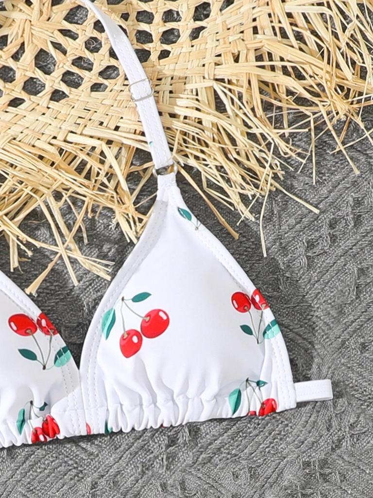 2025 Cute Girls' Three-Piece Bikini Swimsuit with Chest Pads for Middle and Older Children