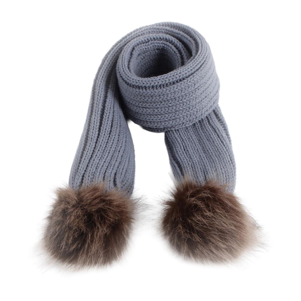 Baby Hat And Scarf Set With Faux Raccoon Fur Balls Winter Warm Knitted For 6-36 Months Infant Toddler Accessories