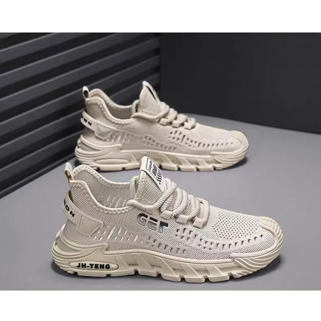Men's Summer New Mesh Breathable Men's Casual Shoes Trend Versatile Hollow Single Shoes Solid Color One Foot Shoes