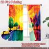 2D flat printing 2pcs Window Curtains Colorful Tree Sun Drip Digital Printed Polyester Drapes Birthday Party for living room