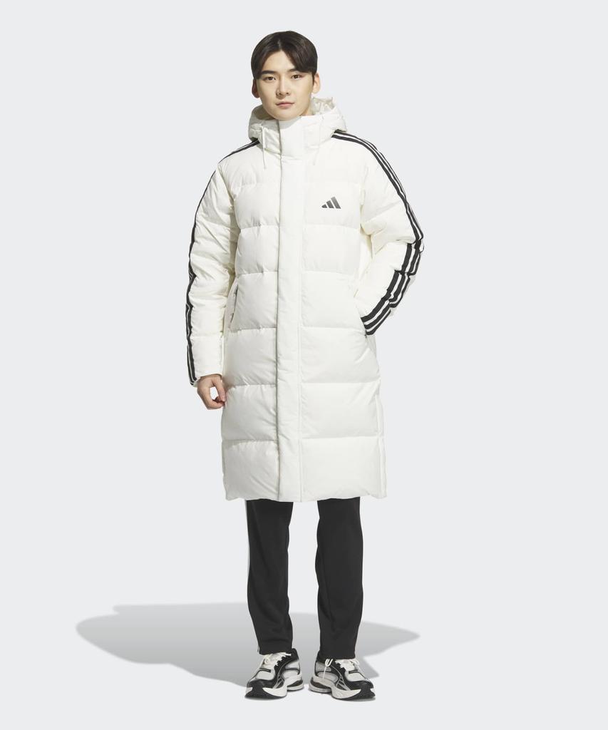 adidas 3-Stripe Regular Fit Long Down Padded Jacket - White / Jz8732