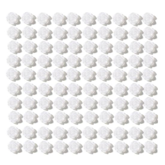 100Pcs/Set Nail Ornament Flower Shape Ice Penetration 3D Effect Resin Camellia Aurora White