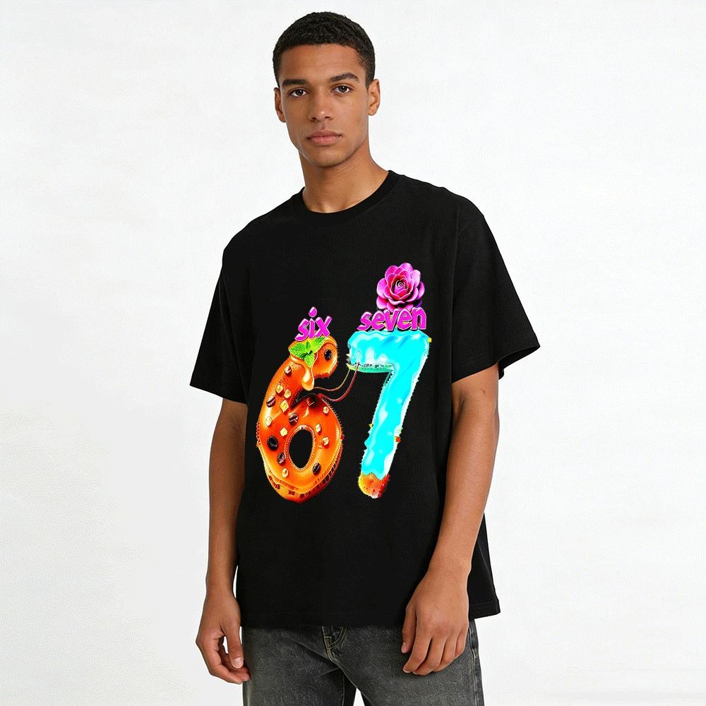 Food Print Number 67 Casual Top For Adults And Teens Pure Cotton T-shirt