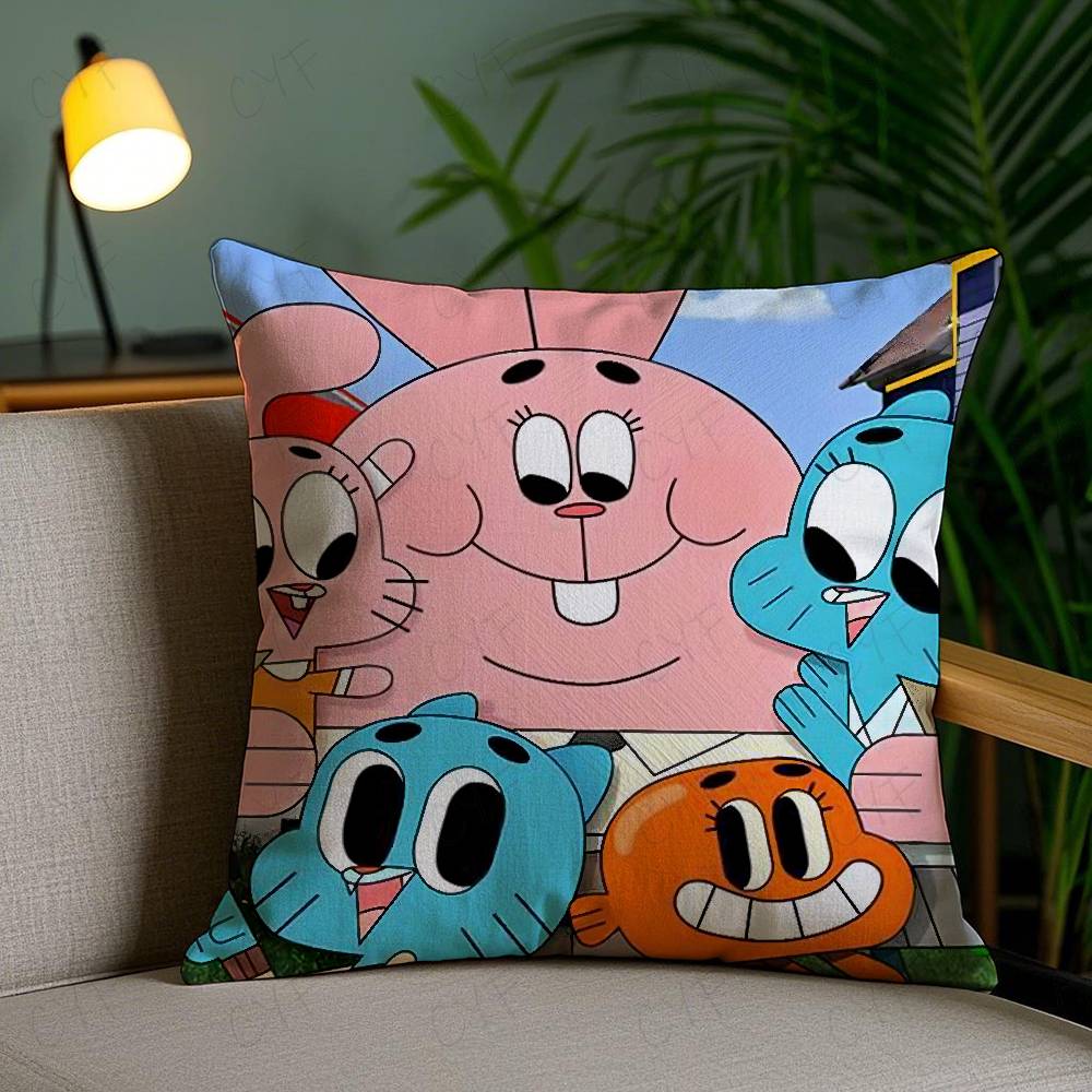 Animation Amazing World Gumball Pillow Case Safe Custom Photo Pillow, Anti-fade Brushed Fleece Cushion, Maternal & Infant Safe.