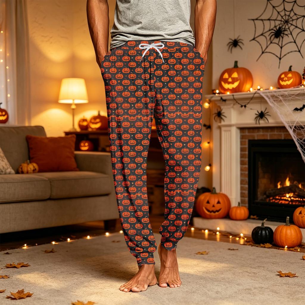 Herren Jogginghose mit Kordelzug und Taschen – Lässige Nachtwäsche Halloween-Print