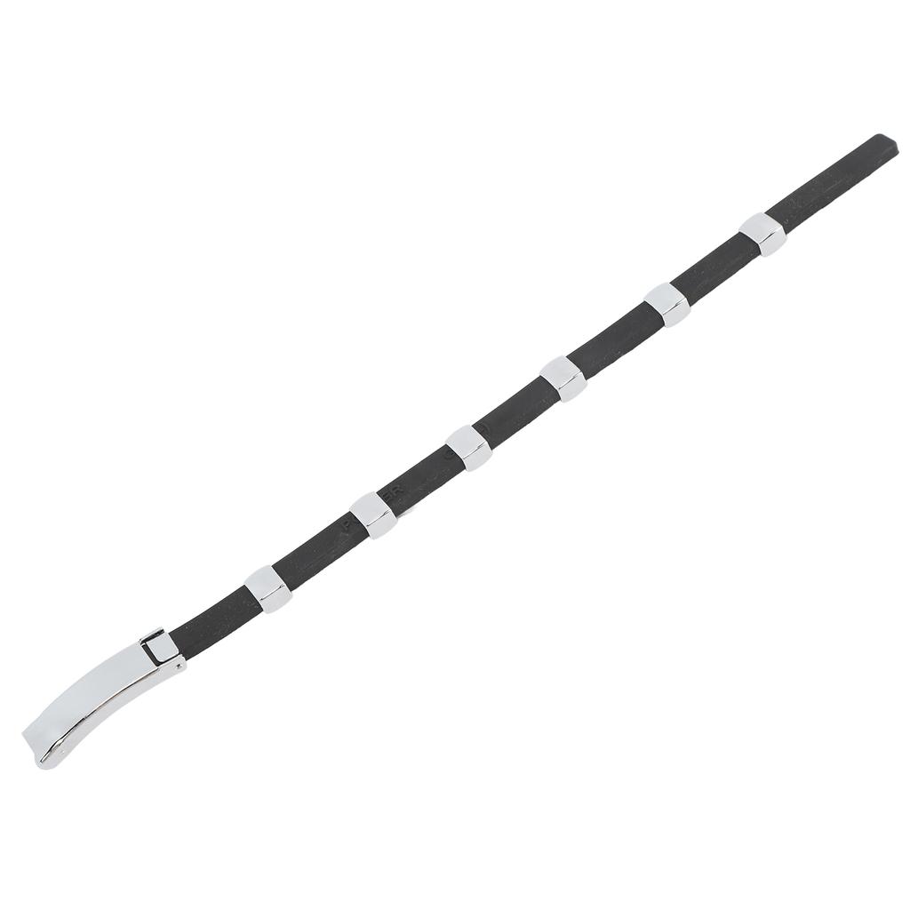 Magnetic Negative Ion Bracelet Waterproof Silicone Sports Bracelet Wristband for Balance Silver Buckle Black