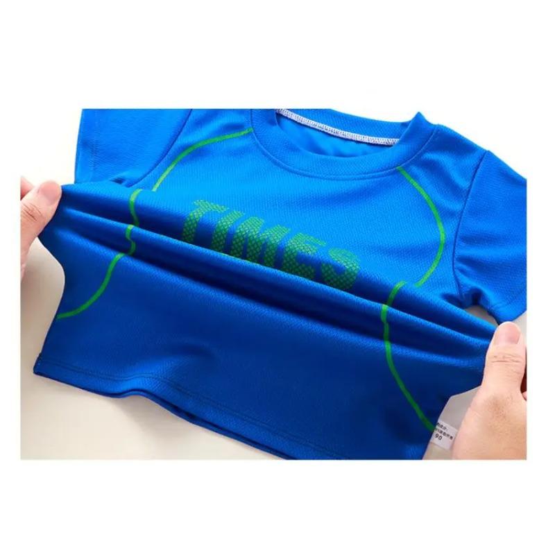 Children's Set Boys' Summer Korean Version Letter Printed Quick Drying Short Sleeved Shorts Sports