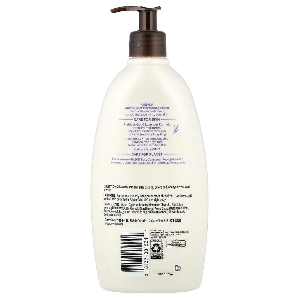 Aveeno, Stress Relief Moisturizing Lotion, Lavender, 532 Ml (18 Fl Oz)