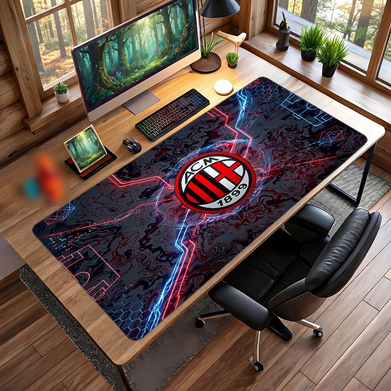 Tappetino per Mouse Grande Stampato AC Milan, Tappetino Morbido in Gomma Antiscivolo per Scrivania da Gioco per Ufficio Laptop Computer Decorazione