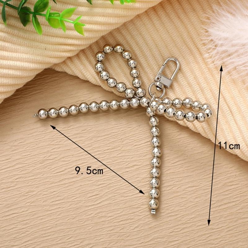 Fashion Pearls Beaded Bowknot Keychain Pendant Sweet Cute Hanging Decorations Keyring Charm for Purse Bag Backpack