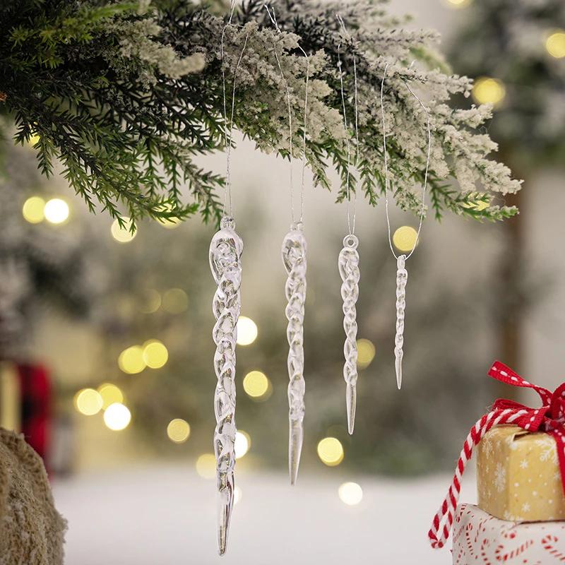 5Pcs Acrylic Simulation Icicle Ornaments | Christmas Tree Ice Strip Pendants  Icicle Strip Decorations for Holiday