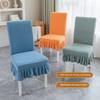 Long Jacquard Plaid Dining Chair Cover Elastic Backrest Skirt Chair Covering
