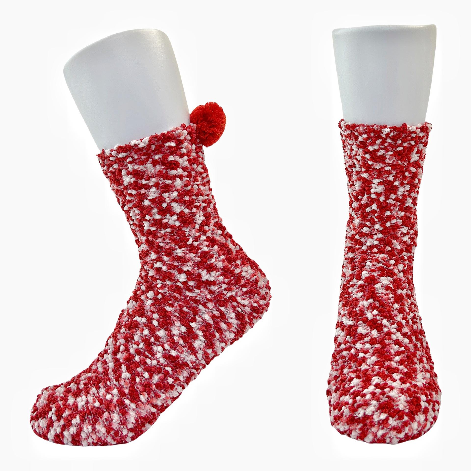 

Colourful Warm Thicken Sock Cute Funny Cupcake Velvet Soft Socks For Women Winter Home Floor Sleeping Kids Christmas Party Gifts червоний