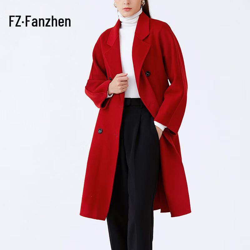 Fanzhen Women's 100% Wool Loose-Fit Mid-Length Coat