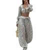 2026 spring new women's clothing, cross-border foreign trade Europe and the United States, fashion printing sexy ruffle edge top and trousers set