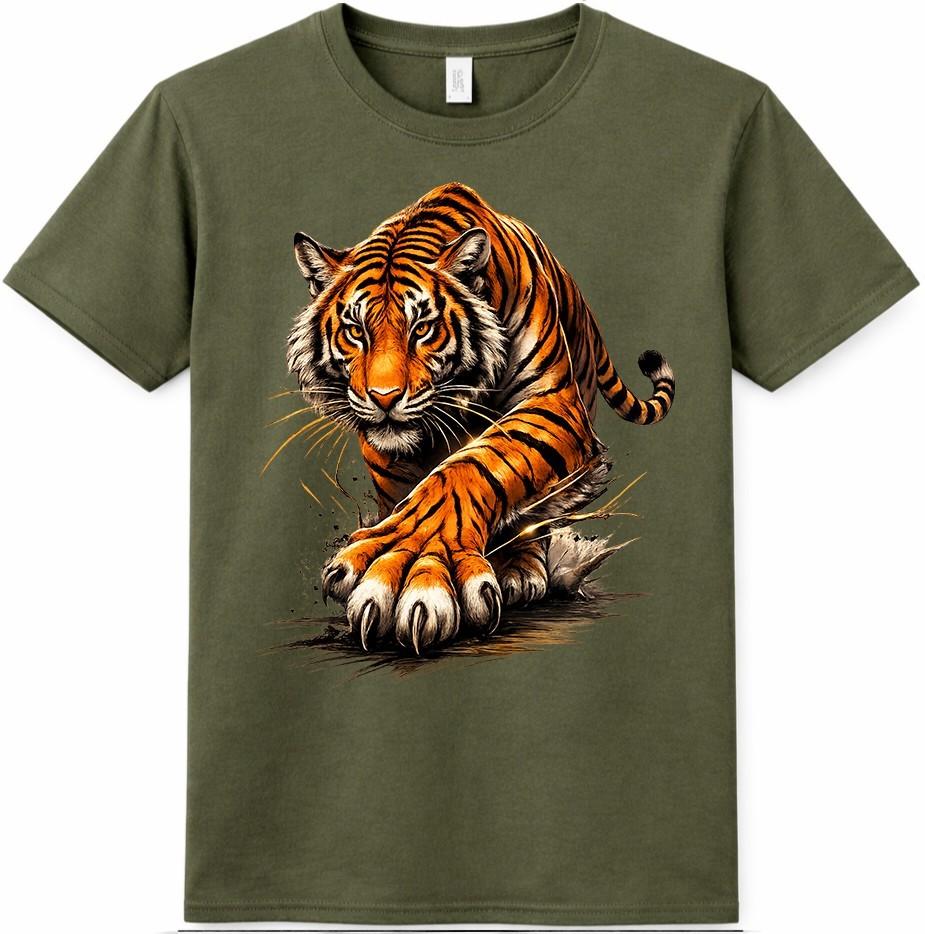 Tiger T Shirt Fierce Wild Animal Graphic Tee Big Cat Predator Casual Top