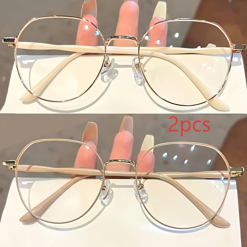 2pcs Fashionable round frame glasses with trendy frame design suitable for office formal occasions and daily wear