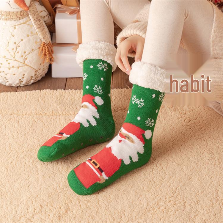 Women's Winter Christmas Stockings: Cozy Mid-Calf Snow Socks with Velvet, Perfect for Home Sleeping
