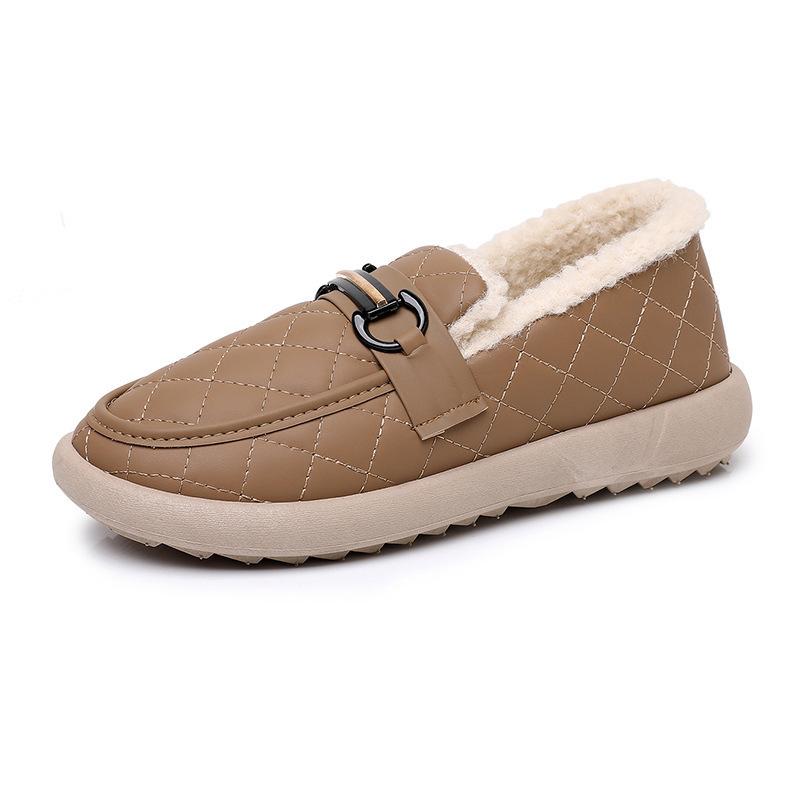 Cotton Shoes Pu Comfortable Non-slip Thick-soled Casual Cotton Boots Velvet Warm Doudou Cotton Shoes