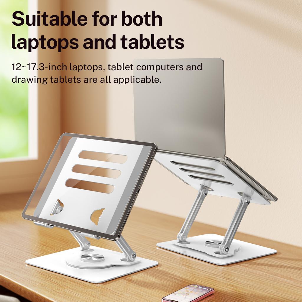 J61 12-17.3 inch Tablets Laptop Stand Height Adjustable Rotating Foldable Carbon Steel Notebook Desktop Holder Riser