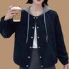 Stylish 2026 Spring Denim Jacket for Middle-Aged & Elderly Women - Casual Hooded Outerwear