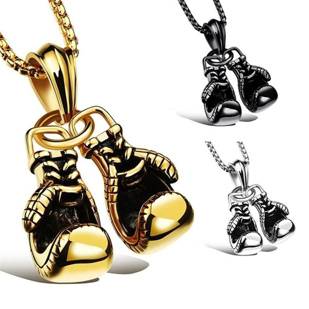 Unisex Mini Boxing Glove Necklace Luxury Hiphop Choker Chain Pendant Gift for Men Cool Statement Jewelry