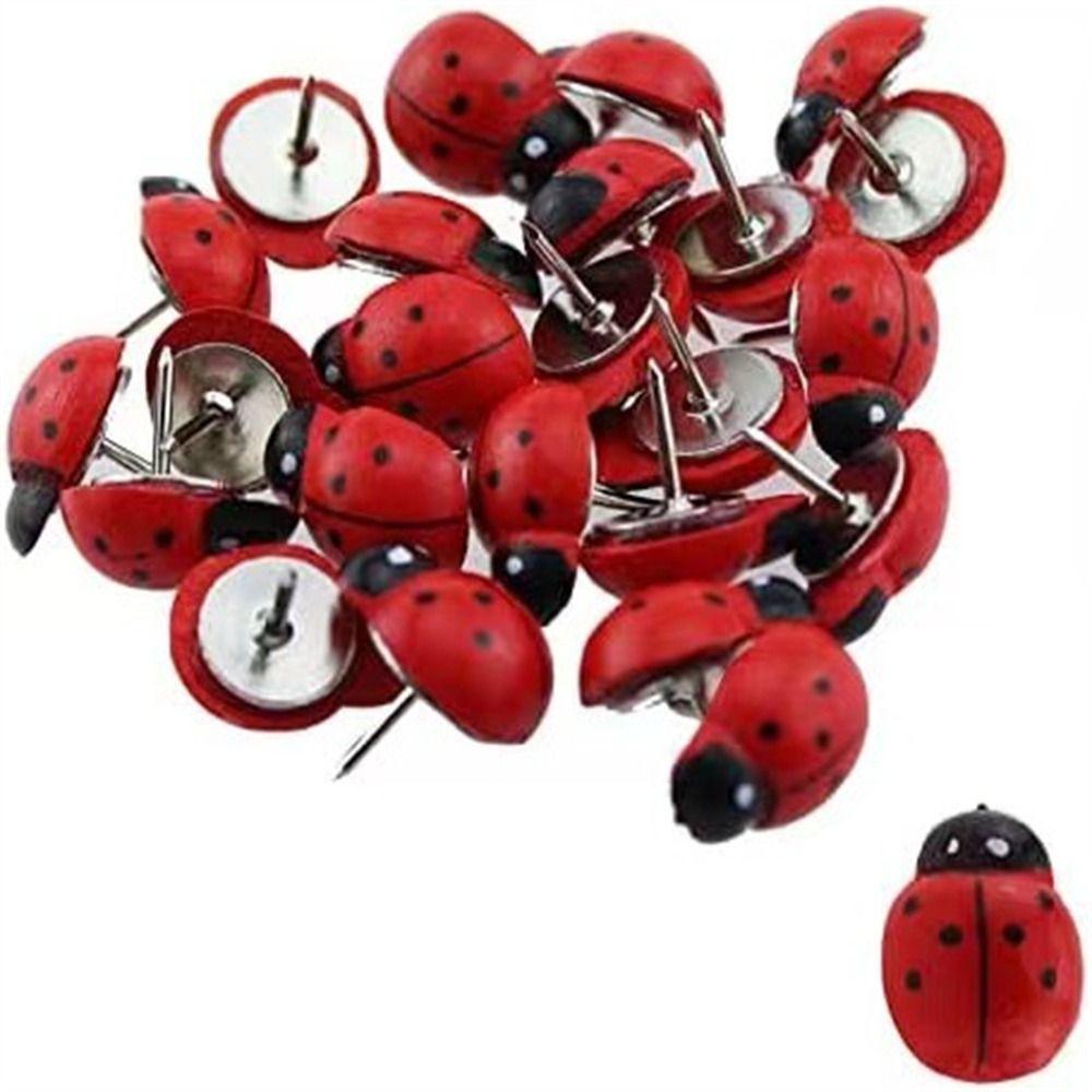 Red Ladybug Thumbtack  Document Nail Whiteboard Photo Map Pins  Office