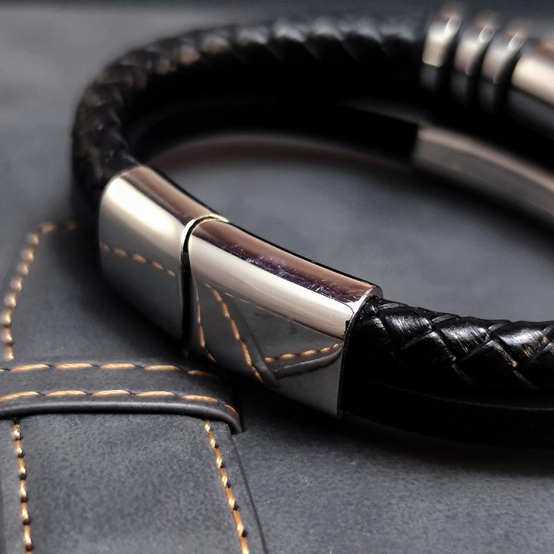 2026New MingAo Stainless Steel Beads Bracelet Fashion Men's Jewelry Classic Multilayer Leather Bracelet Homme Men Boyfriend Gift
