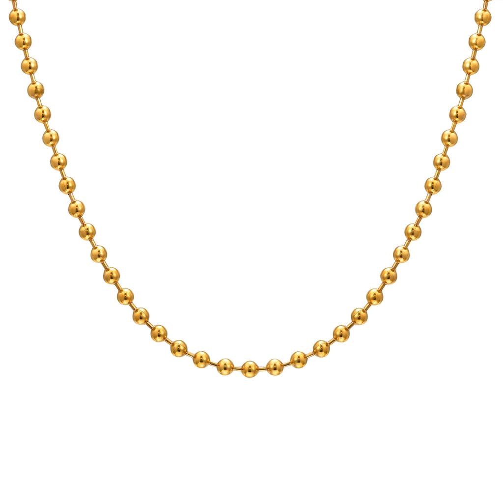 Fashion Accessories Stainless Steel Bead Chain Necklace 18K Gold Vacuum Plating 2102