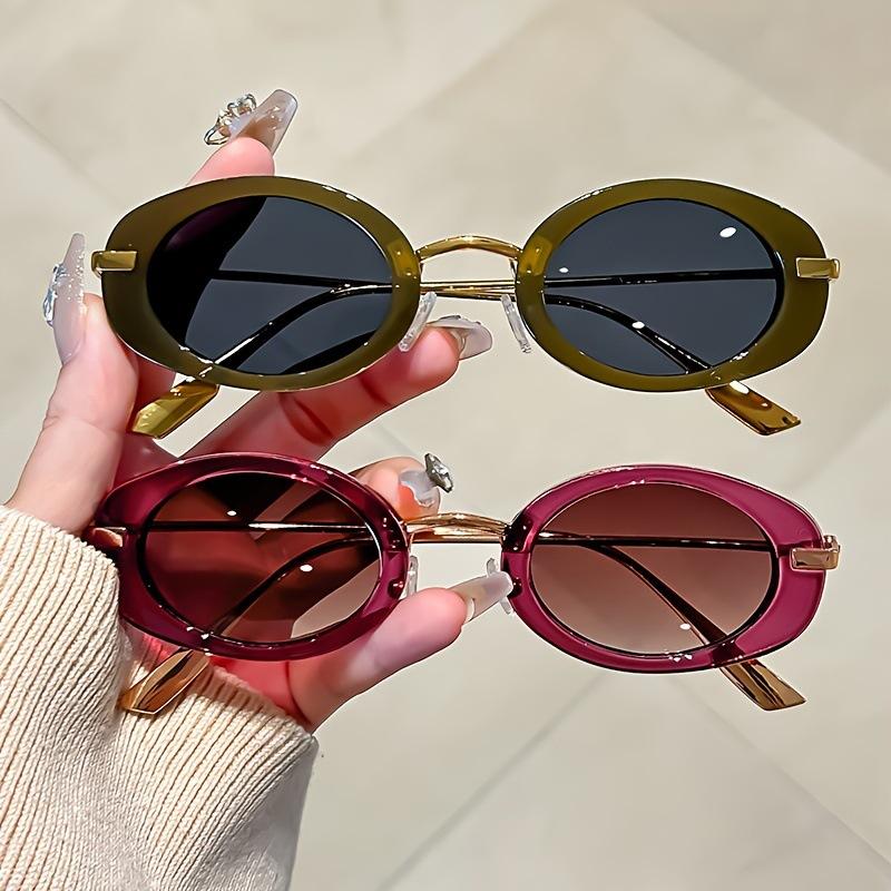 Luxury Oval Sunglasses Trendy Fashion UV Protection Women Sunglasses Driving Beachwear Small Frame Sunglasses for Women & Men