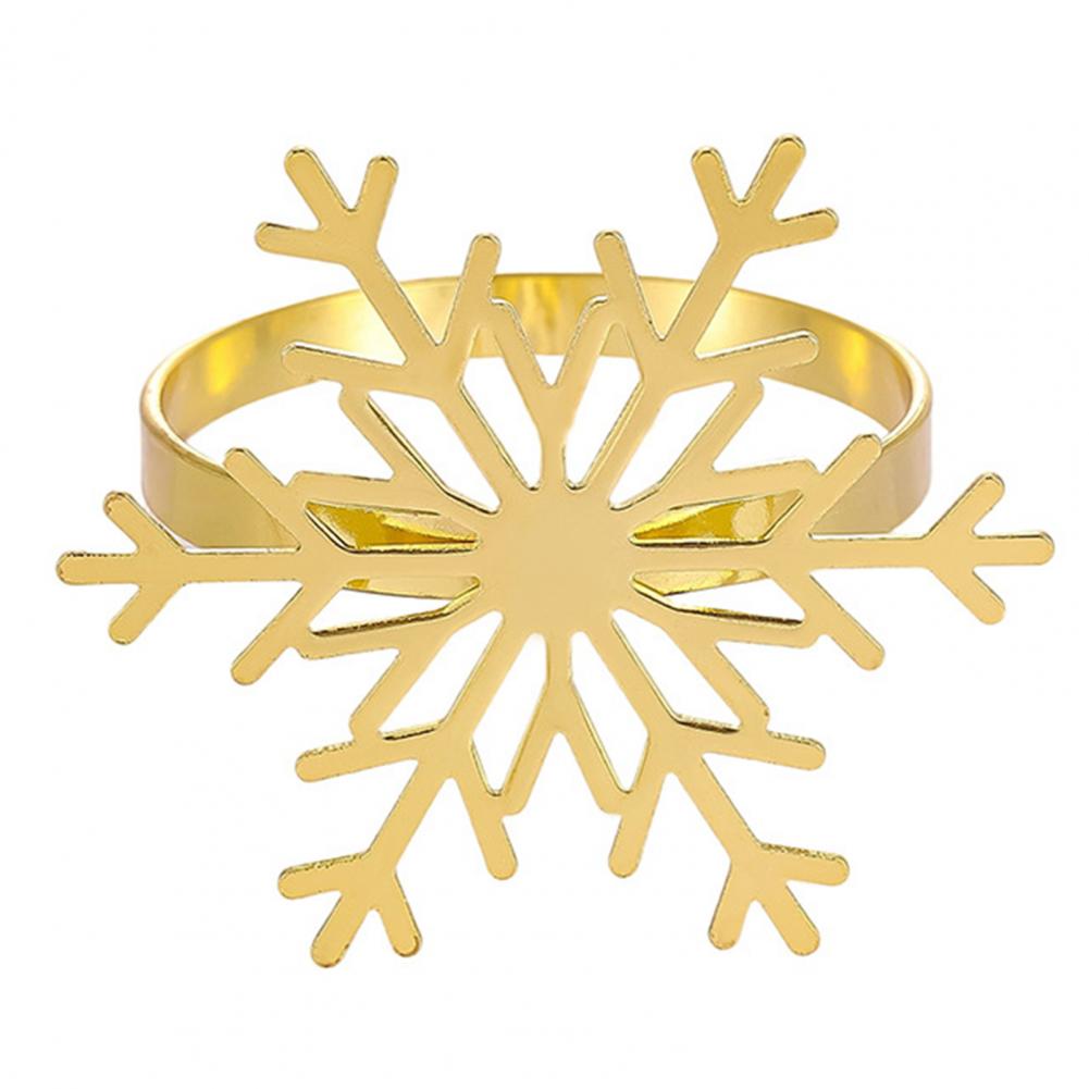 

1/2/6Pcs 10cm Golden Metal Napkin Ring Faux Pearl Decor Snowflake Winter-themed Napkin Holders Weddings Parties Table Decor