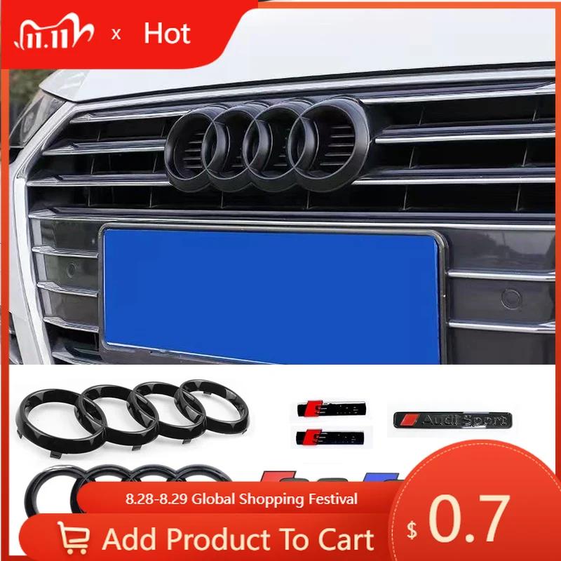Für AudiFür Jaguar S6 2012-2018 2019-2024 4Ringe Logo Glänzend Schwarz Auto Motorhaube Frontemblem Heckklappe Abzeichen Modifizierter Aufkleber Ersatz