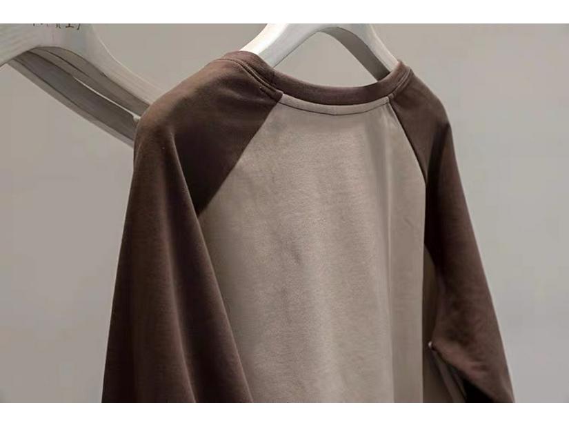 Plus Size 240 Jin Smiley Face Embroidered Raglan Long Sleeve Brushed Thermal Fleece Women's Fall/Winter Base Layer Top