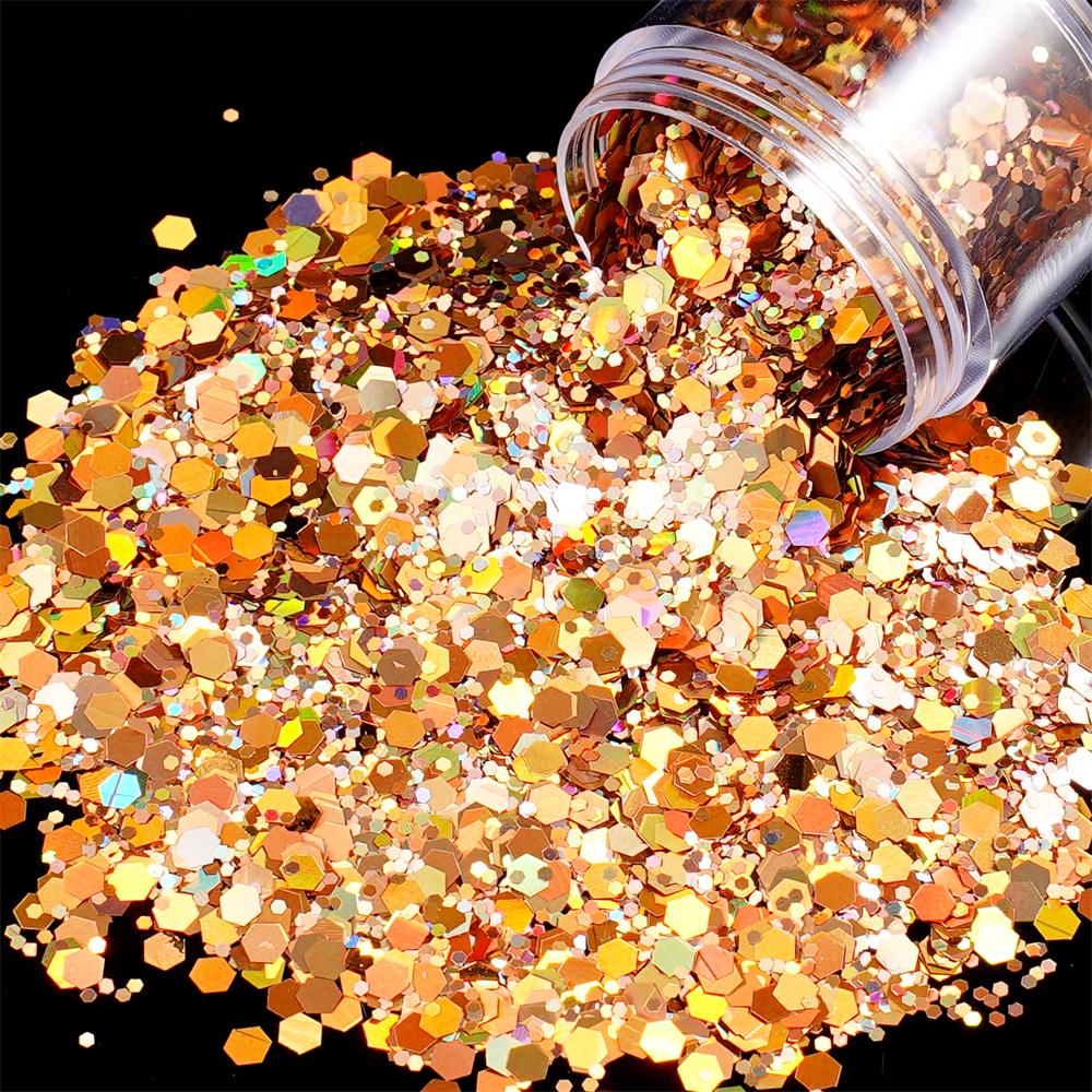 24g/Box Holographic Nail Art Glitter Hexagon Sequins Decorations Flakes Colorful Chunky Color Laser Sequins For DIY Epoxy Resin