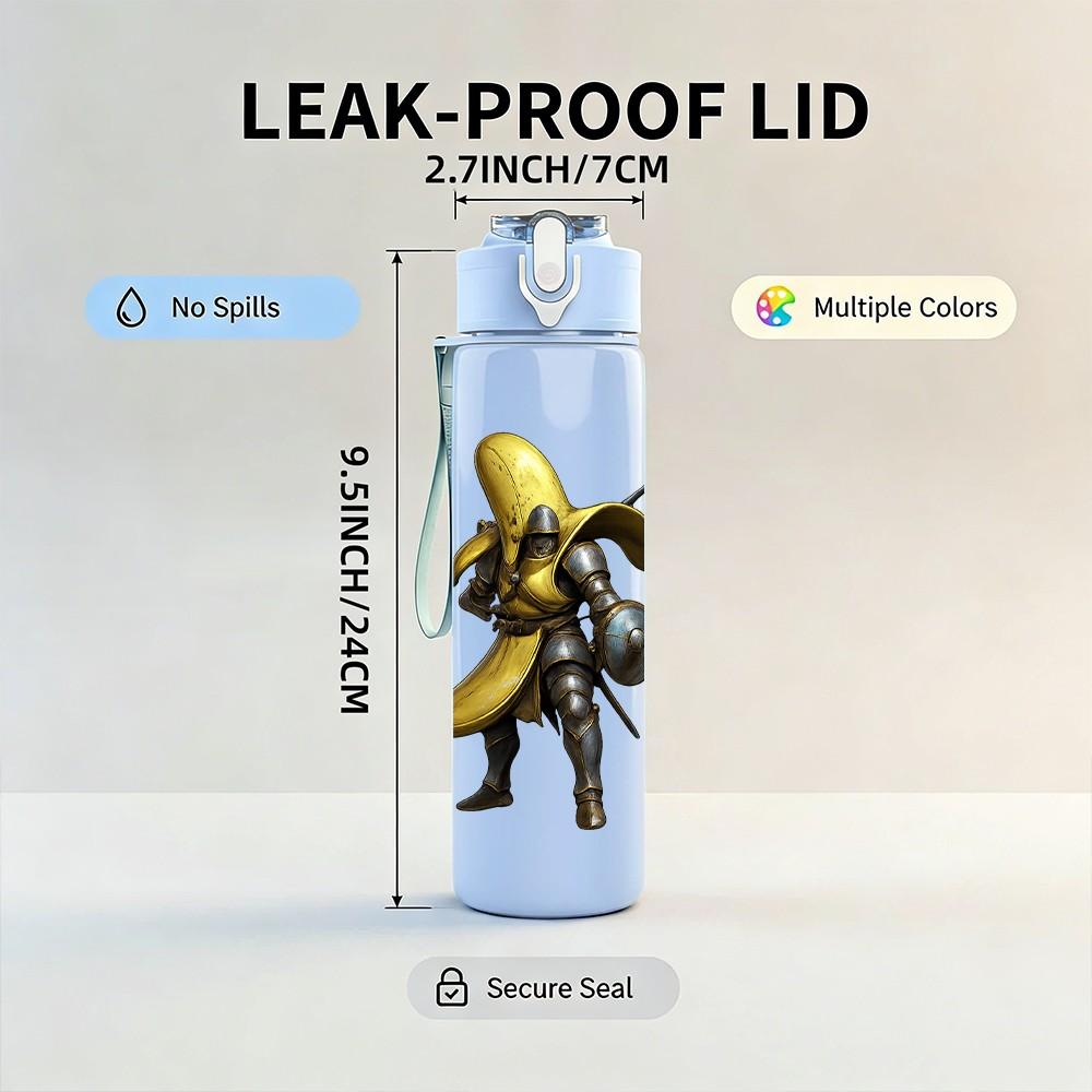 1PC Banana Warrior Character Art 750ml Color Plastic Sports Water Bottle Leakproof Flip Straw Lid Suitable for Sports Office Home Use