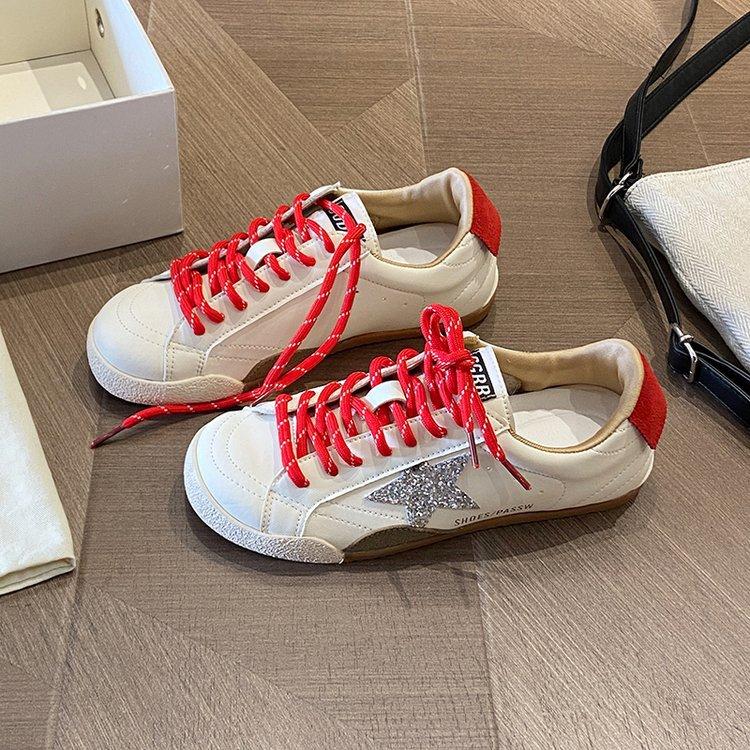 Korean Inner Height Increase Star Board Shoes Women's 2025 Autumn New Versatile Retro Color Matching Casual Sports Little White Shoes