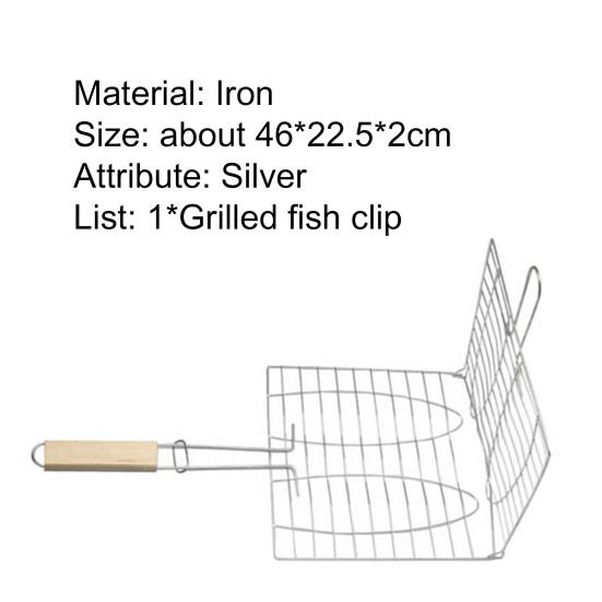 Pinza Rete Griglia Staffa Classica a Forma di Pesce per Arrosto Pesce Pratico Manico Lungo Barbecue Casalingo