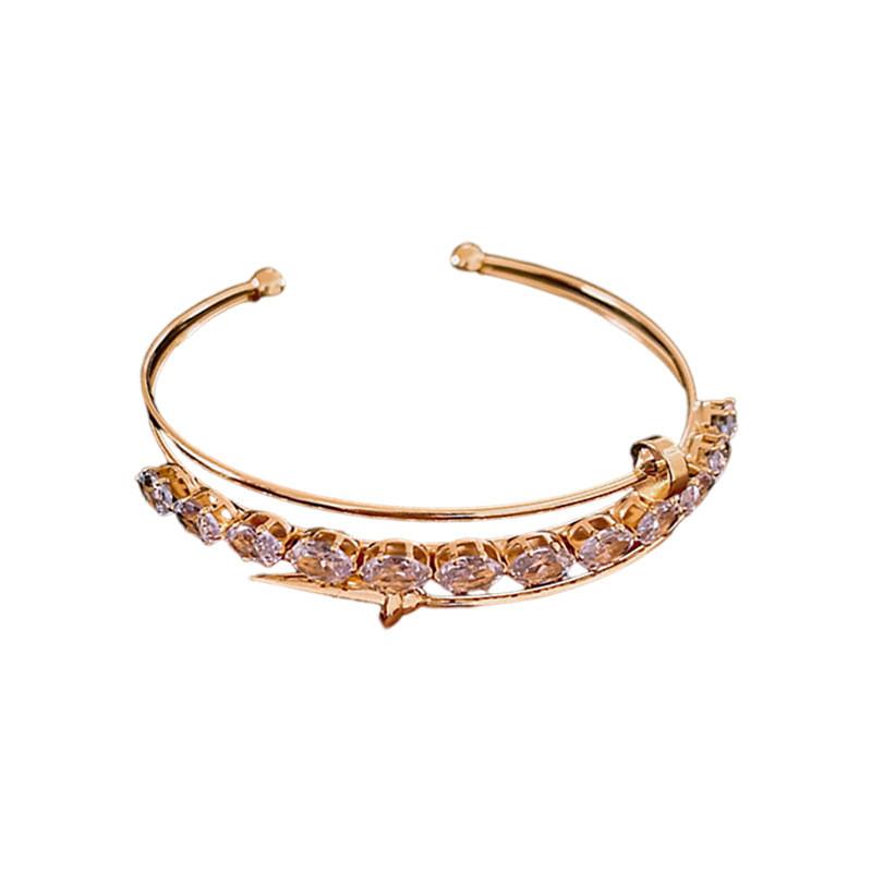 Gold Silver Zircon Hoop Hand Chain With Geometric Design For Fashion Accessories золотой