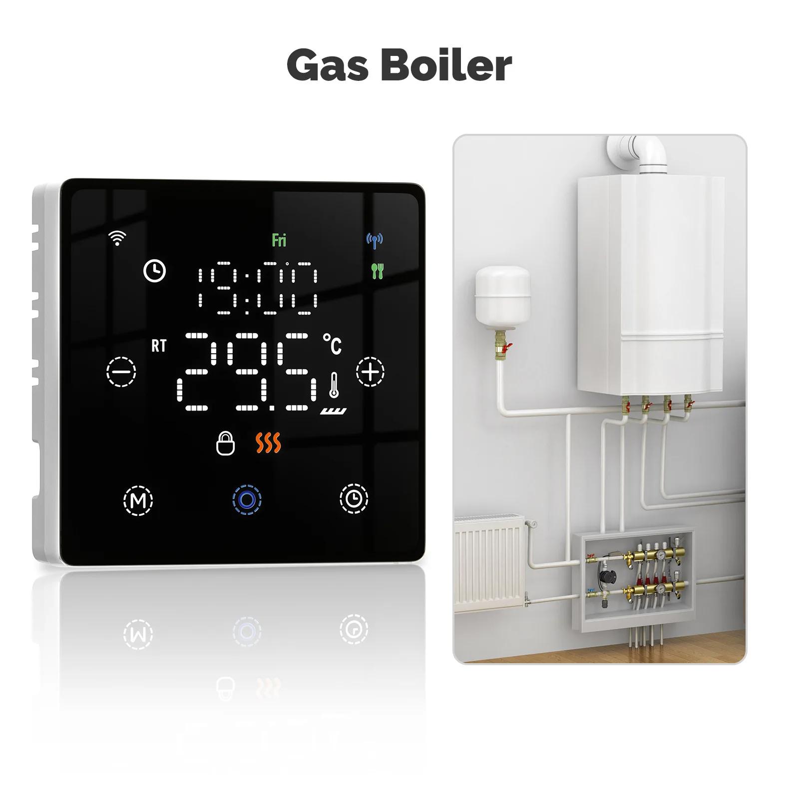 2026 Tuya= Smart WiFi Thermostat Battery Powered Gas Boiler Temperature Controller Compatible WiFi Controller Voice Control