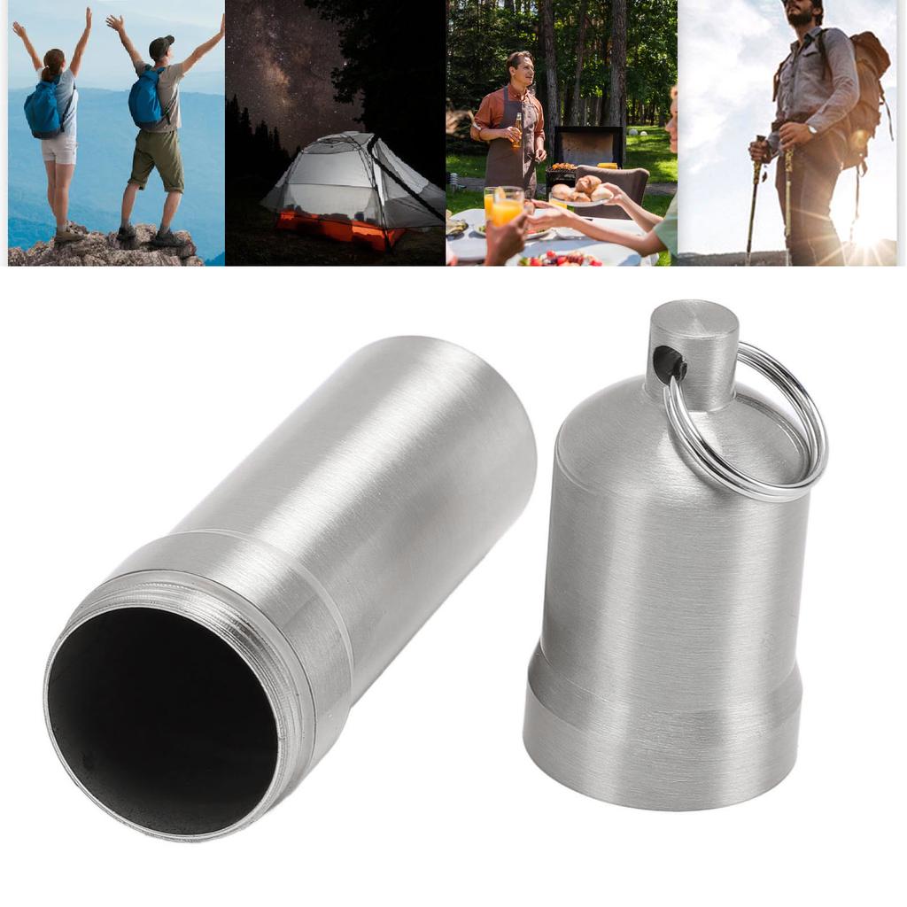 Metall-Aufbewahrungsrohr Aluminiumlegierung Leicht Regendicht Tragbar Luftdichter Behälter mit Pfeifenschnur für Camping Reise Silber