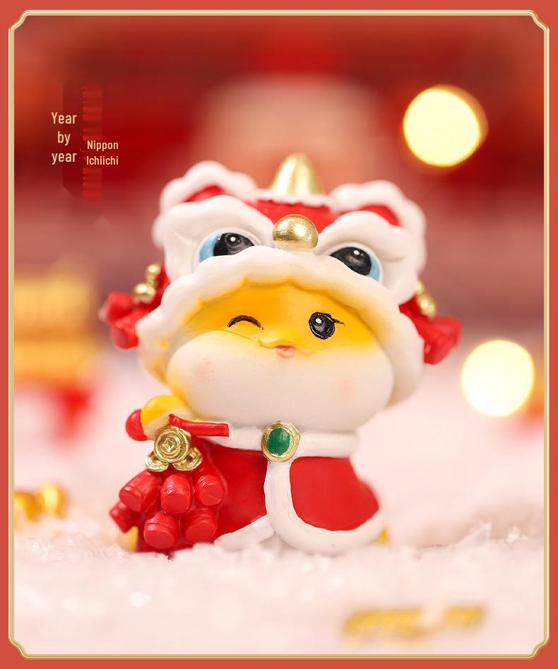 Guochao Zodiac Snake Figurine: Year of the Snake Desktop Ornament, Spring Festival Creative Gift