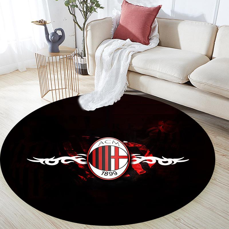 Associazione Calcio Milan3 Round Area Rug,Carpet Rug for Living Room Bedroom Sofa Playroom Decor,Non-slip Floor Mat