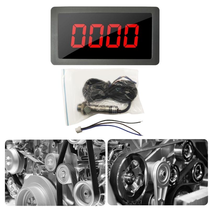 Digital LED Tachometer Speed Speed Meter with Hall Sensoring & NPN Proximity Switches Motor Speed Gauge 220V for Lathes