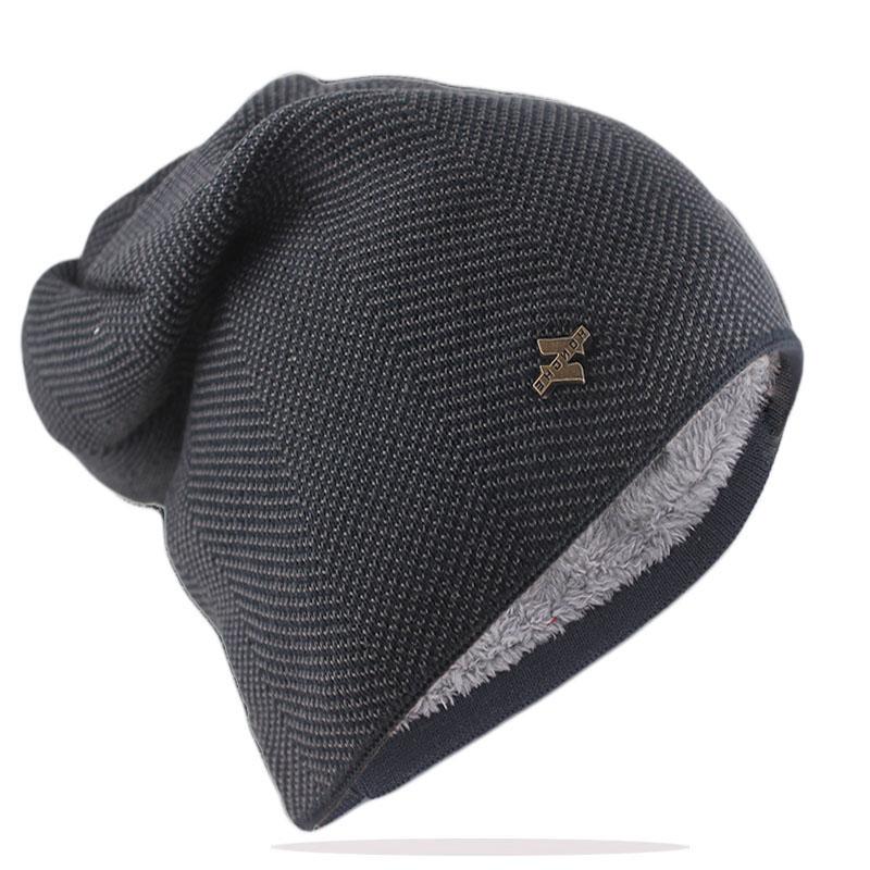 Zimní Teplé Pánské Čepice Skullies Módní Pletené Sportovní Čepice Outdoorové Pletení Pruhované Dospělé Pánské Čepice Klobouk Bone