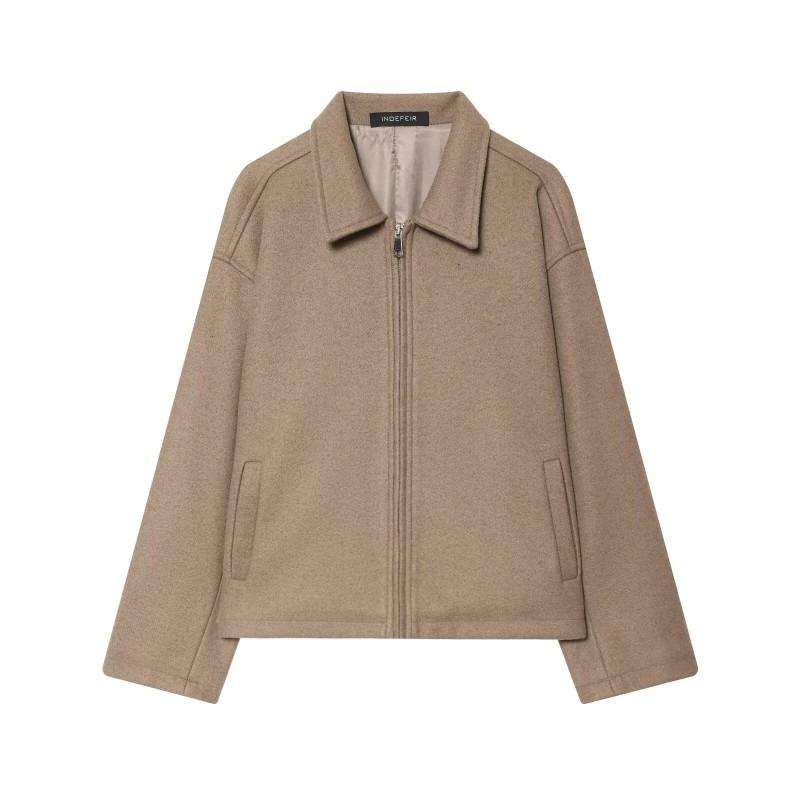 2026 Dam Överdimensionerad Enfärgad Dragkedja Ullblandning Rock - 10 Färger Streetwear Stil