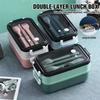 Japanese Rectangle Double Layers Bento Box Leakproof Lunch Boxes Sealed Multi-Compartment Box Lunchbox With Tableware